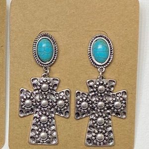 Turquoise Cross Earrings